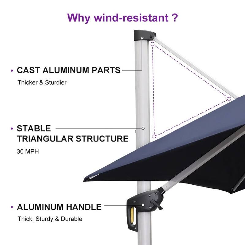PURPLE LEAF 11 ft Square Patio Offset Umbrella