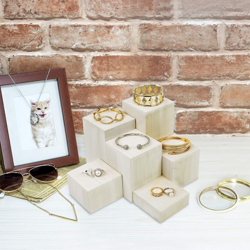 Wooden 6 Pcs Square Risers Accessories Stand