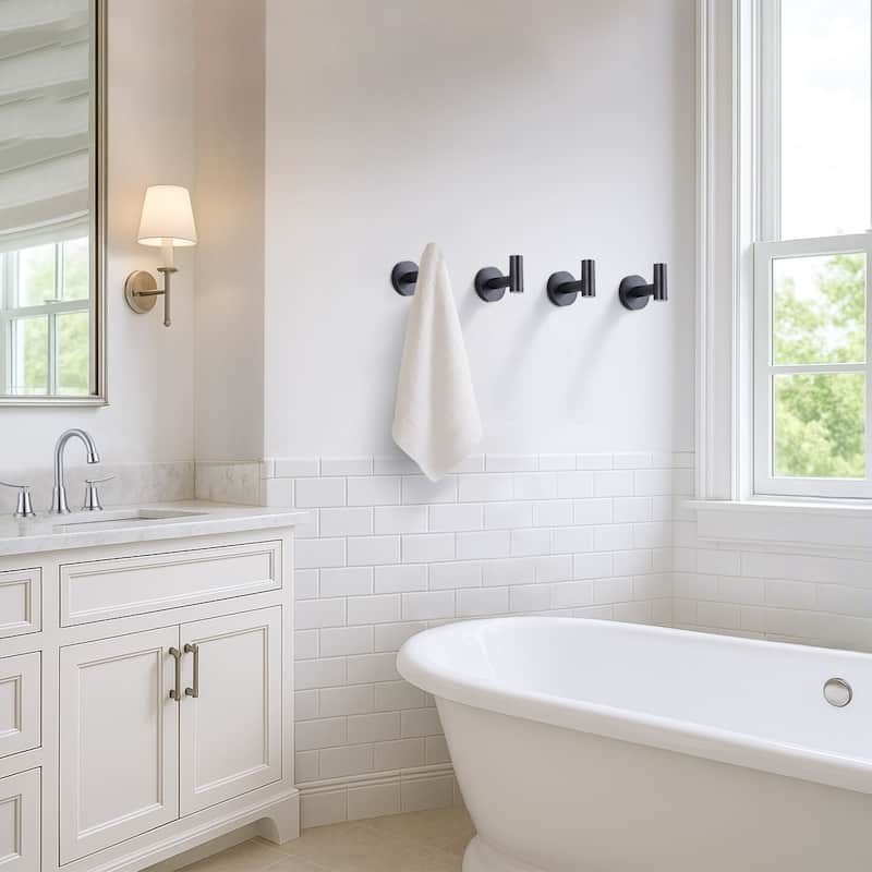 WOWOW Stainless Steel J-Hook Robe/Towel Hook 4 PCS