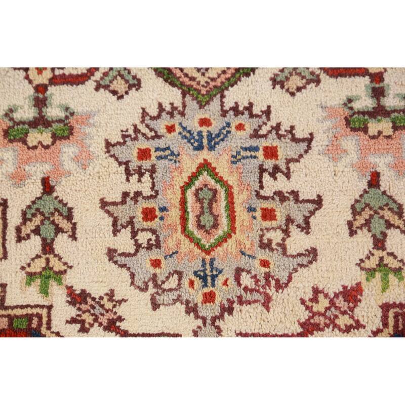 Hand Knotted Oriental 100% Wool Carpet Traditional Medallion Beige & Ivories Heriz (serapi) Area Rug - 9' 10'' X 7' 11''