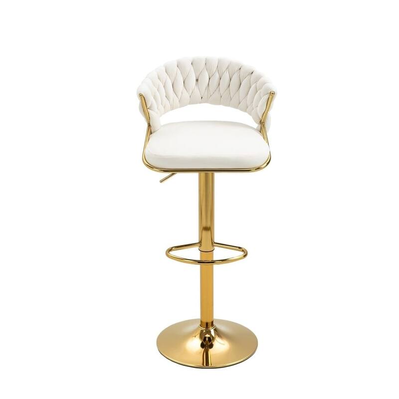 2/4 Set Velvet Adjustable Counter Stools Swivel Bar Stools With Backs - 24"-33"
