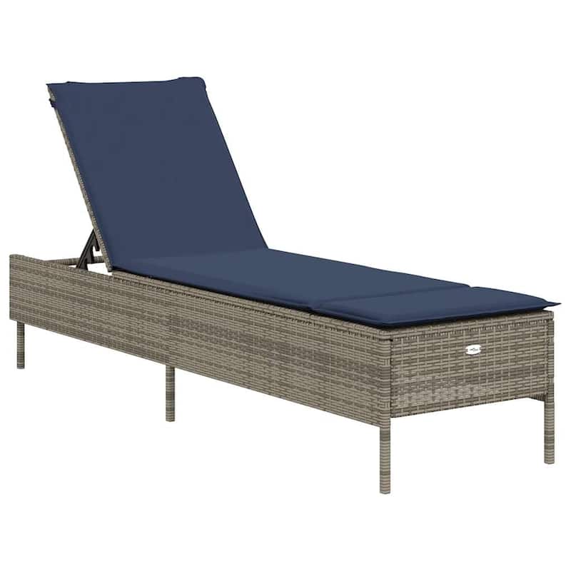 vidaXL Sun Lounger with Cushion Chaise Lounge Poly Rattan Brown/Gray/Black - 21.7 x 78 x 38.2