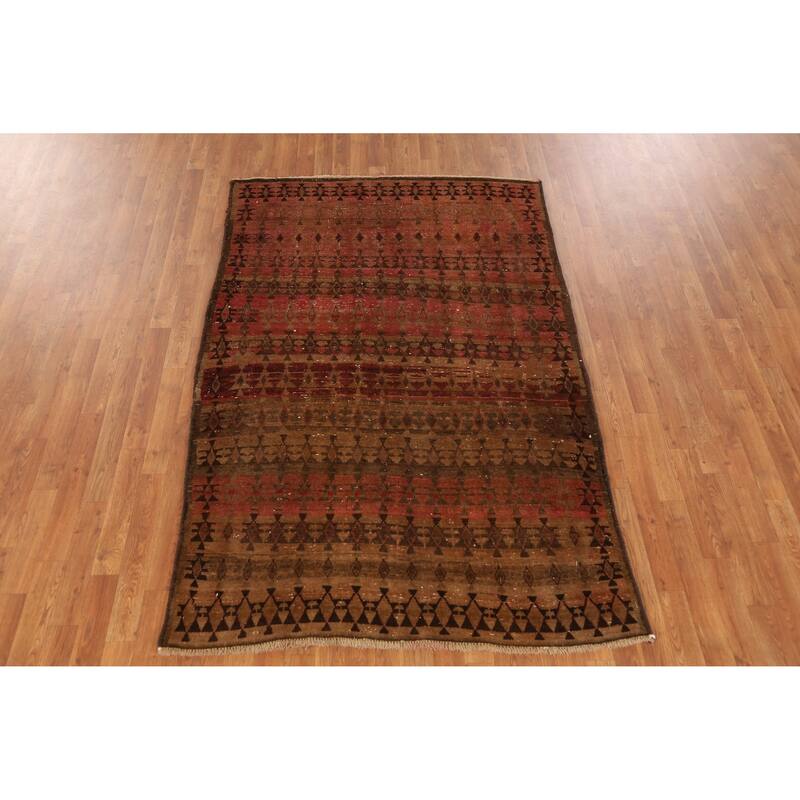 Hand Knotted Oriental 100% Wool Carpet Traditional All-Over Brown Bidjar Area Rug - 7' 1'' X 4' 8''