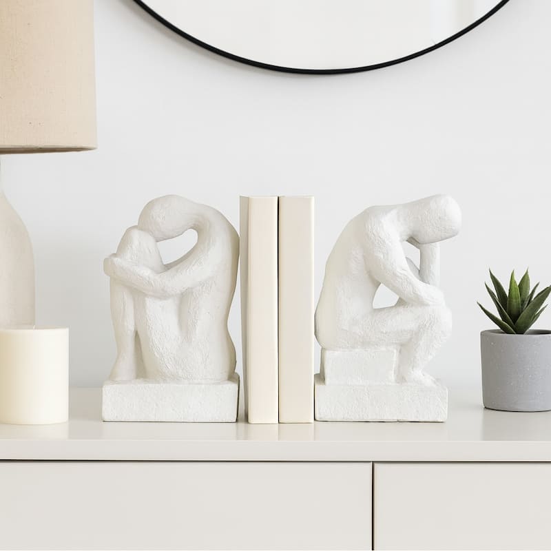 Sagebrook 7" Solid Color Square Thinking Man Bookends - 4" x 3" x 7"