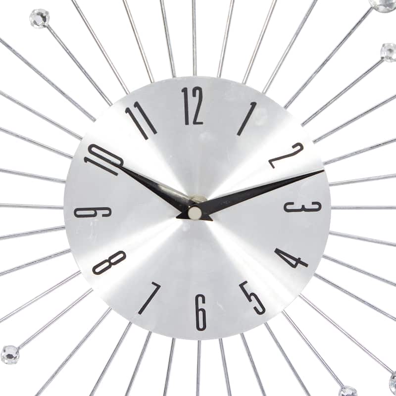 Gold / Copper / or Silver Iron Metal Starburst Sun Glam Wall Clock