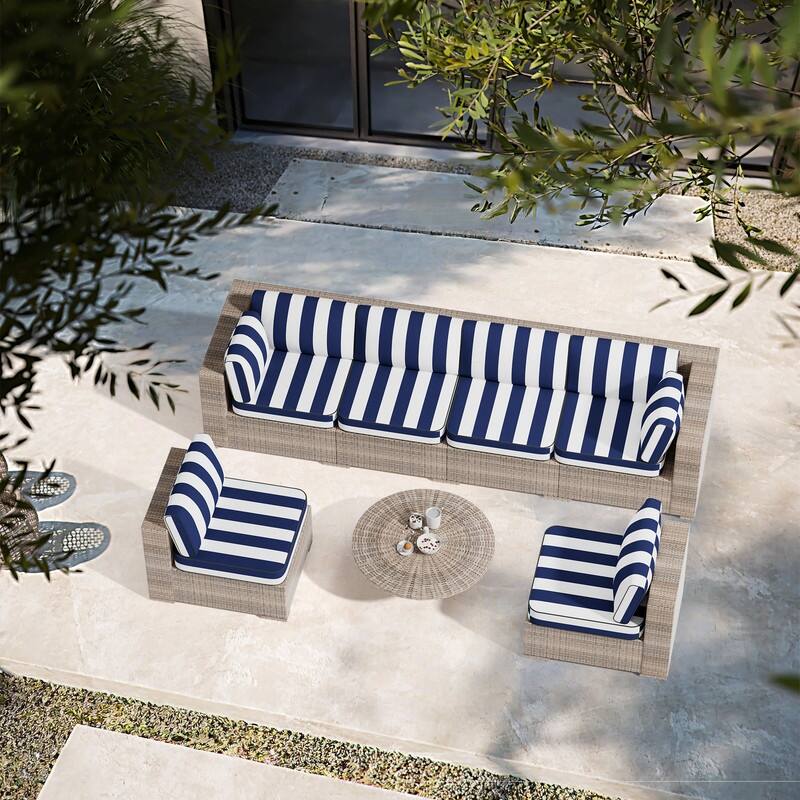 14-Piece Patio Furniture Sofa Cushions, 6-Seater Outdoor Cushion Set (Only Include Cusions，Not Sofa） - 25.6*25.6*4in