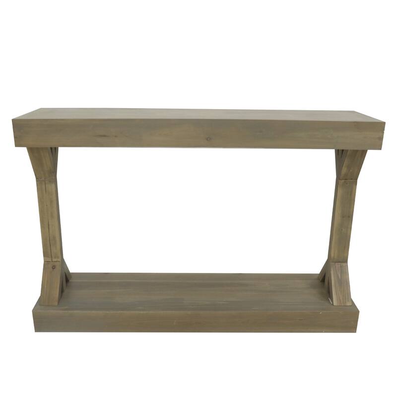 Solid Wood Console Table With Storage Shelf Farmhouse Wooden Entryway Sofa Table Behind Couch