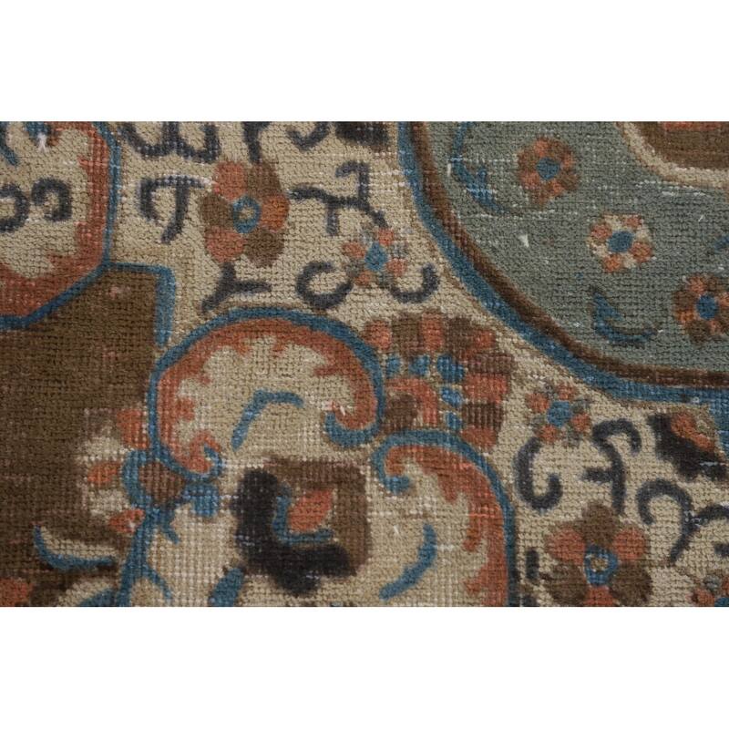 Brown Over Dyed Tabriz Persian Vintage Rug Handmade Wool Carpet - 9'3"x 12'7"