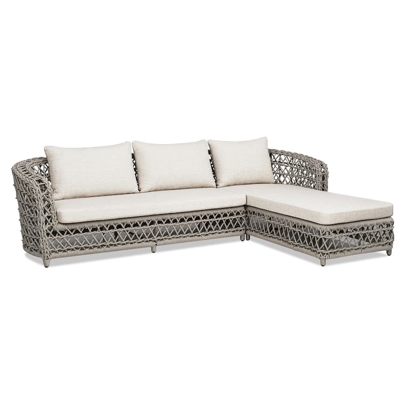 Everly 108" Woven Barrel Outdoor Patio Sectional Sofa