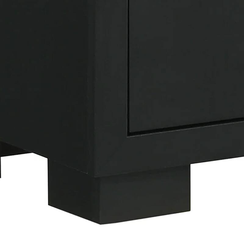 Amey 2 Drawer Nightstand, White Marble Trim, Black Wood