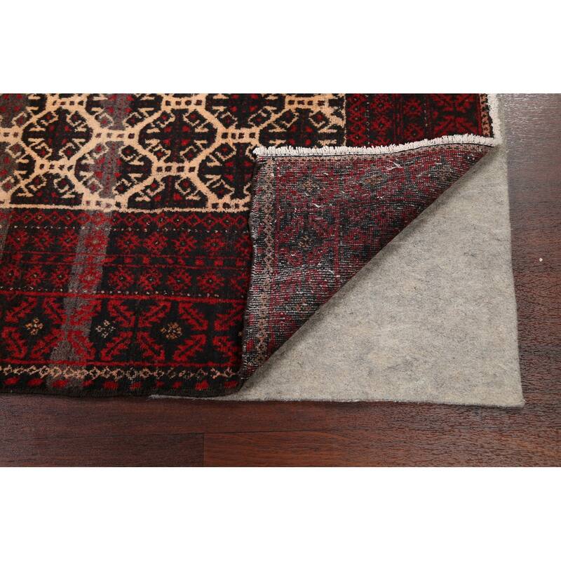 Geometric Balouch Persian Wool Area Rug Hand-knotted Office Carpet - 3'7" x 6'4"