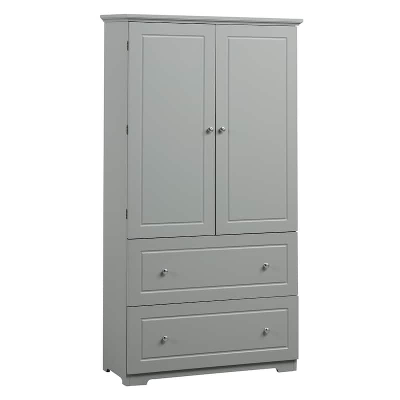 Tall Bathroom Storage Cabinet with Two Doors and Drawers
