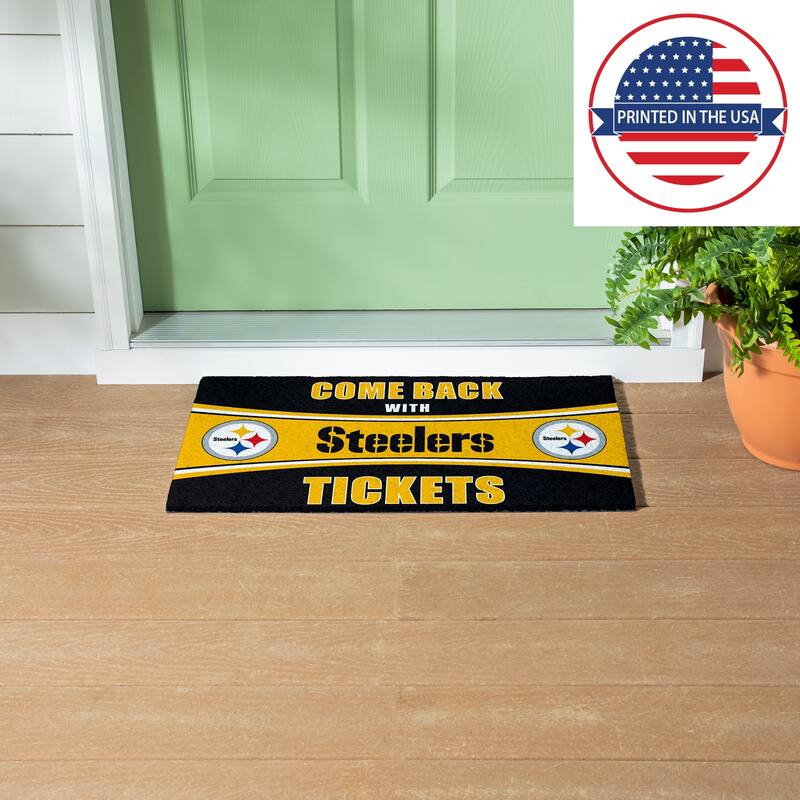 Pittsburgh Steelers 28 in. x 16 in. PVC "Come Back With Tickets" Trapper Door Mat