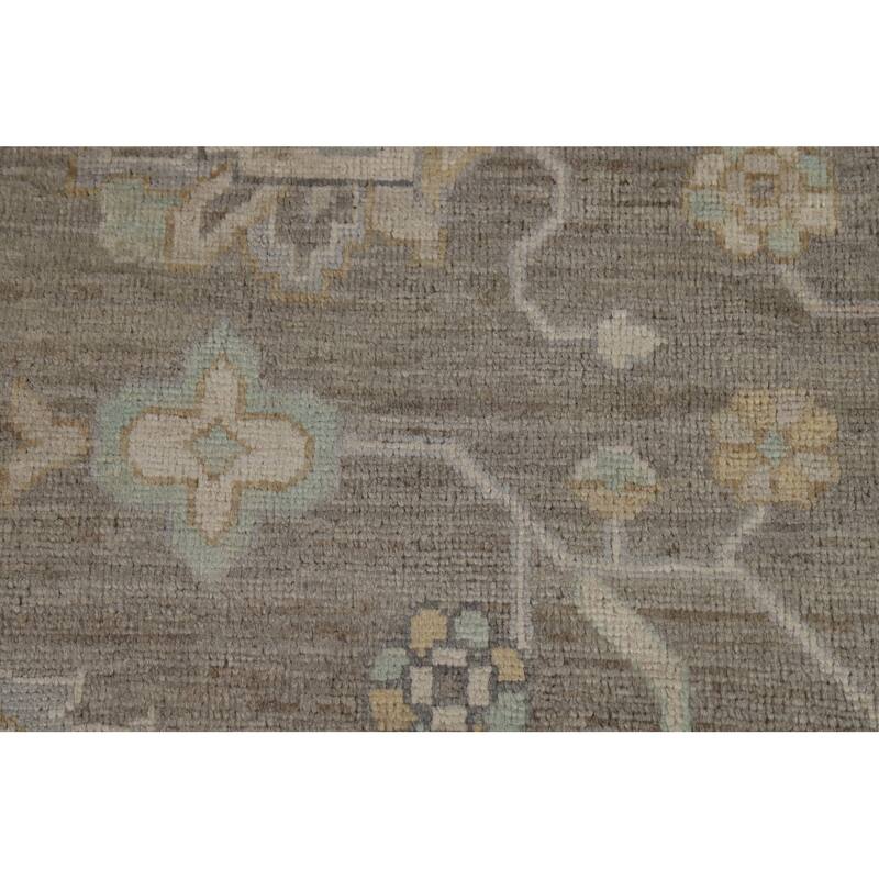 Vegetable Dye Oushak Turkish Area Rug Hand-Knotted Bedroom Wool Carpet - 9'1" x 12'0"