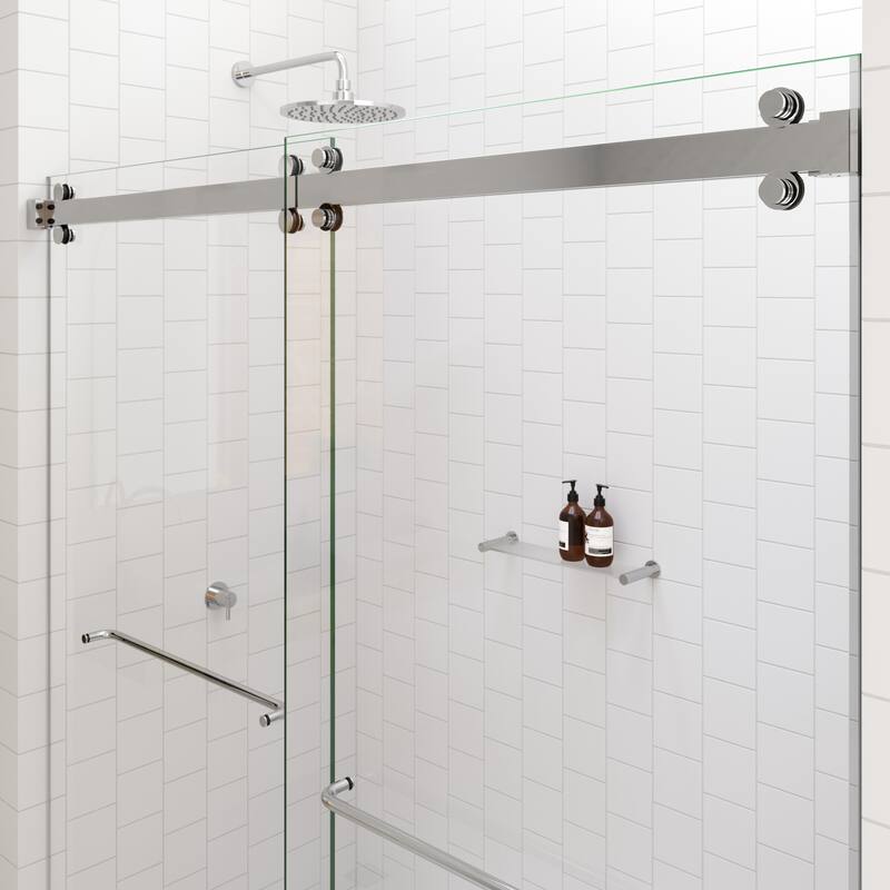 Polaris 60 in. x 78 in. Fully Frameless Glass Sliding Bypass Shower Doors with Square Hardware