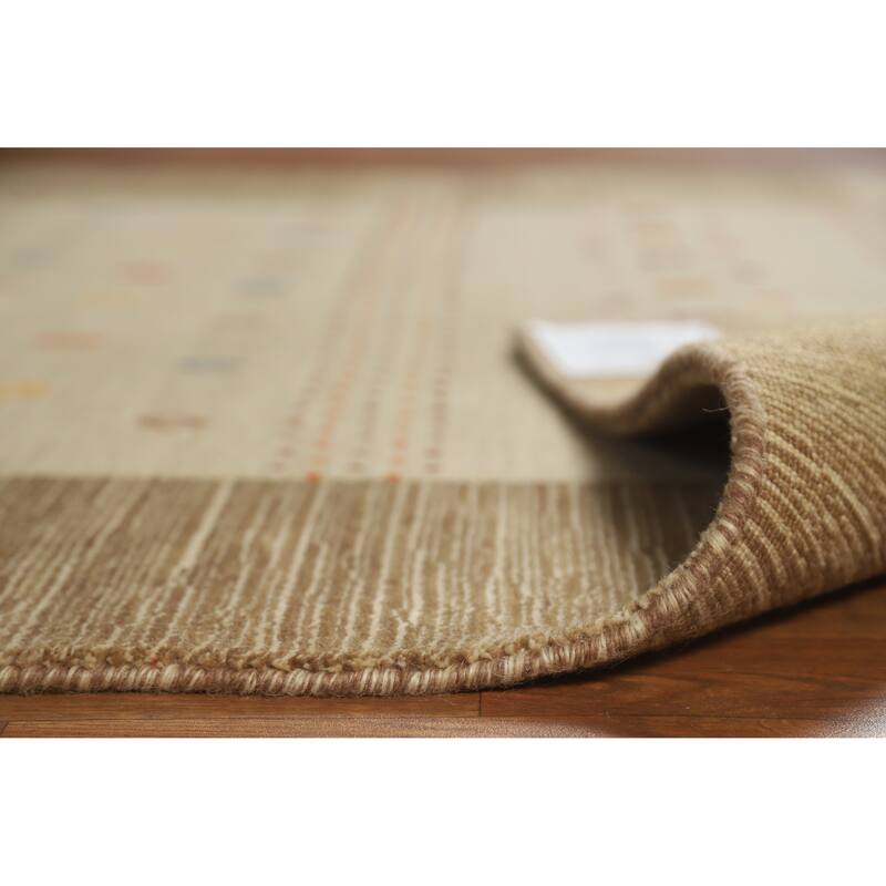 Hand Knotted Oriental 100% Wool Carpet Tribal Tribal Beige & Ivories Gabbeh Area Rug - 7' 6'' X 5' 5''