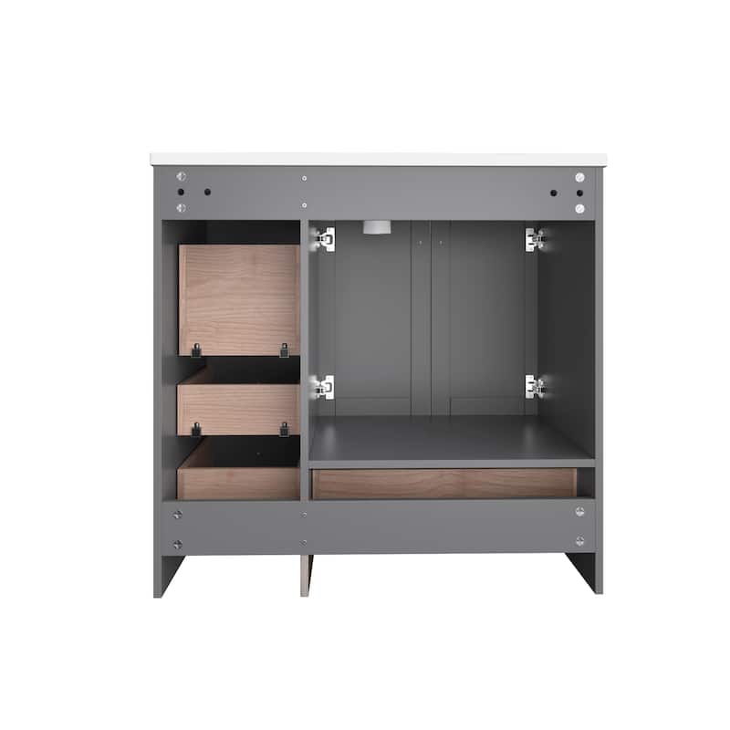 Roomfitters Shaker Style 72" Freestanding Bathroom Vanity Cabinet with Ceramic Sink, Soft-Close Doors and Drawers