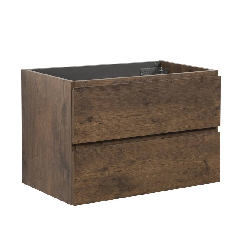 GDFStudio - Alice Wall-Mounted Bathroom Vanity with Modern Double Drawer and Soft-Close Functionality