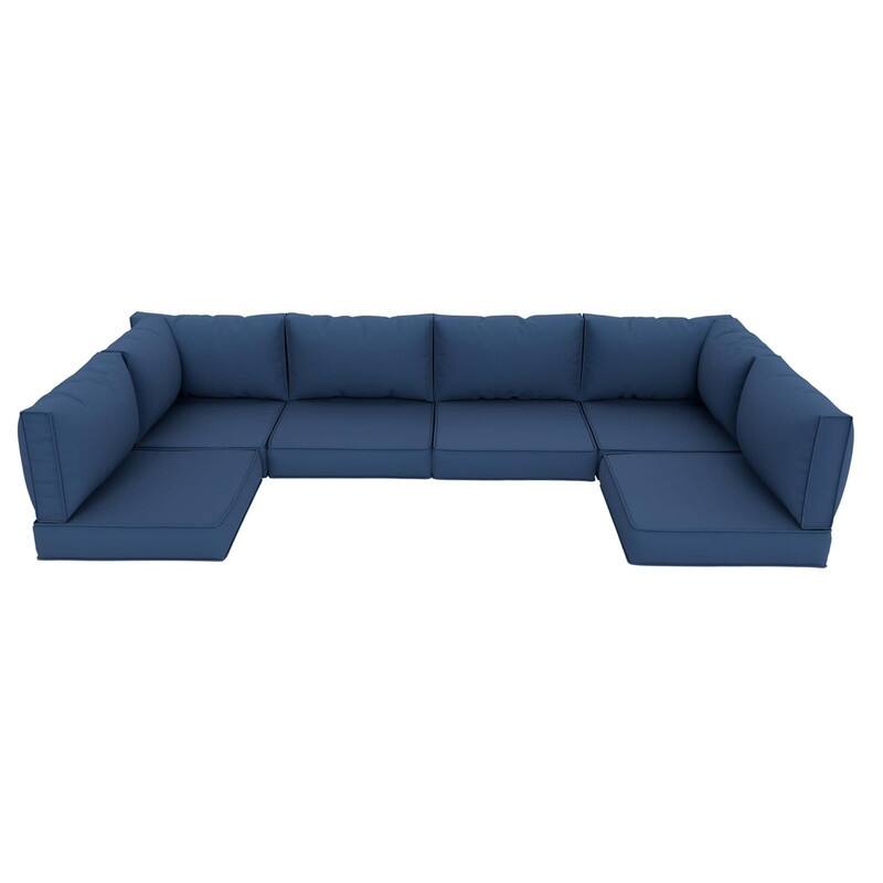 14 Pcs Outdoor Furniture Replacement Cushions Fits 6-seat Sectional Rattan Conversation Set (Only cushions+covers, no sofa.)