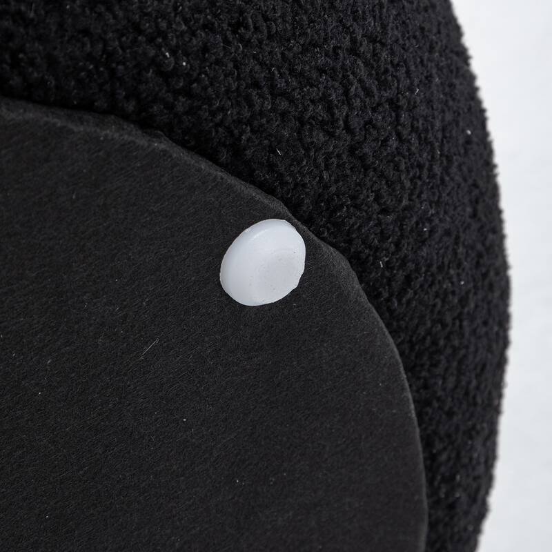 SEYNAR 25" Faux Sherpa Round Storage Ottoman - Large Cozy Bouclé Footrest Stool