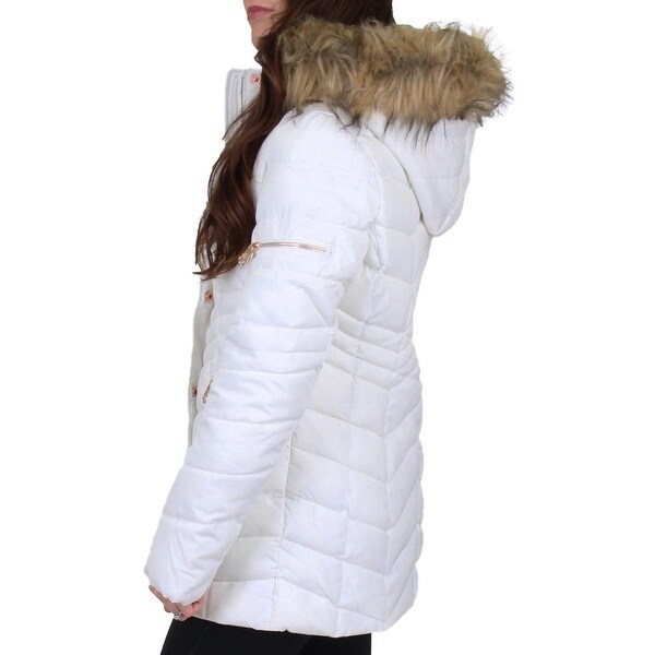 Nanette Lepore Womens Chevron Quilted Puffer Jacket Quilted Jacket