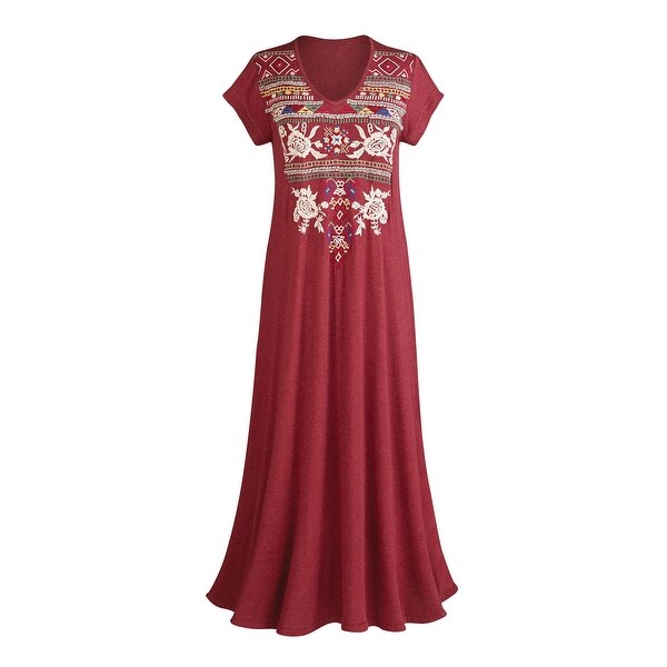 red short sleeve maxi dress