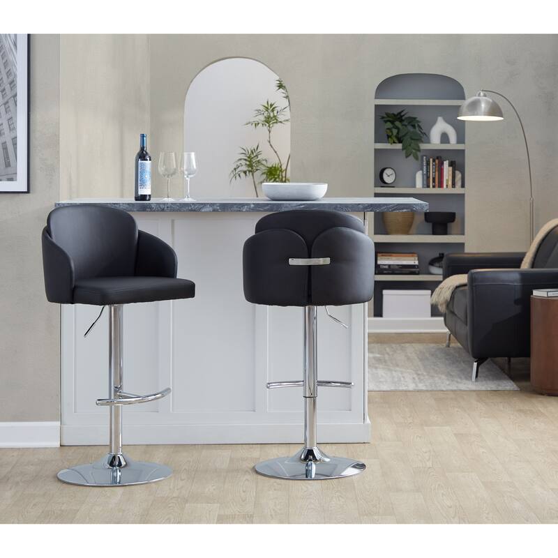 Porch & Den Dahlia Adjustable Bar Stool with Rounded T Footrest (Set of 2)