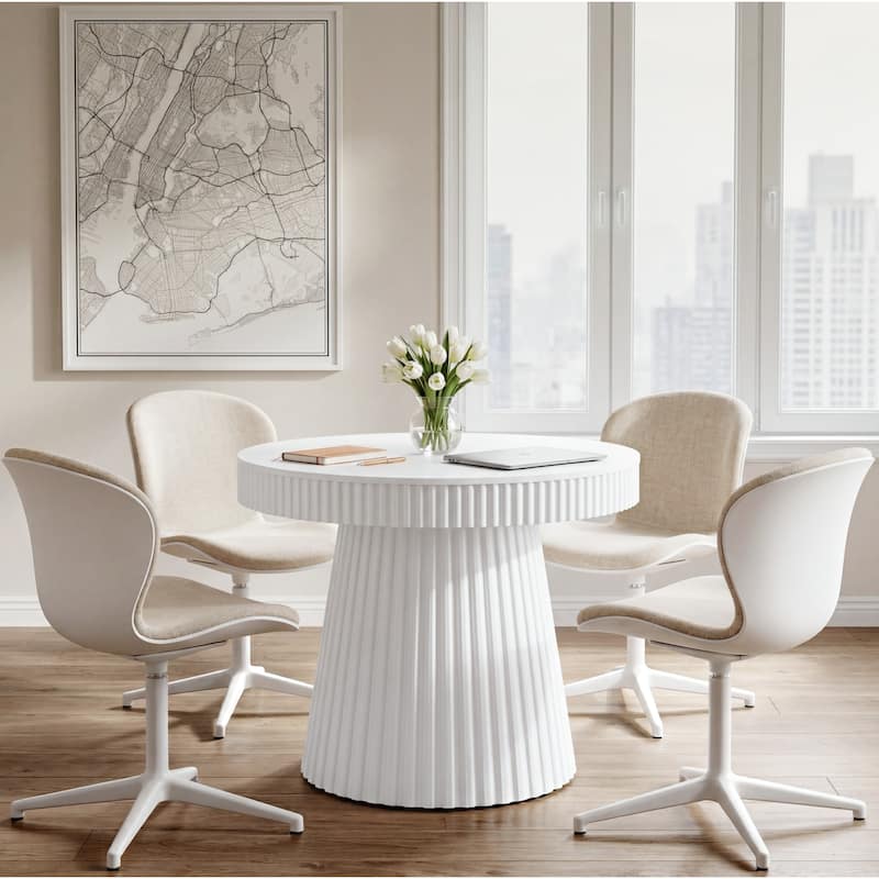 31.5" Round Conference Table, Modern Small Meeting Table, Discussion Office Table for Home Office, Breakroom, Negotiation