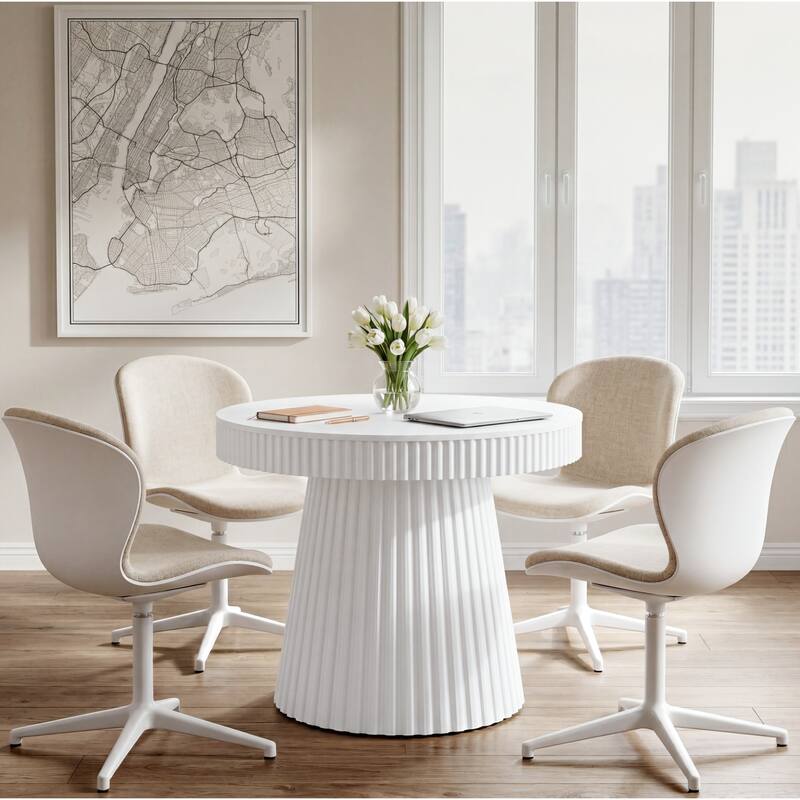 Round Conference Table, Modern Small Meeting Table, Discussion Office Table for Home Office, Breakroom, Negotiation