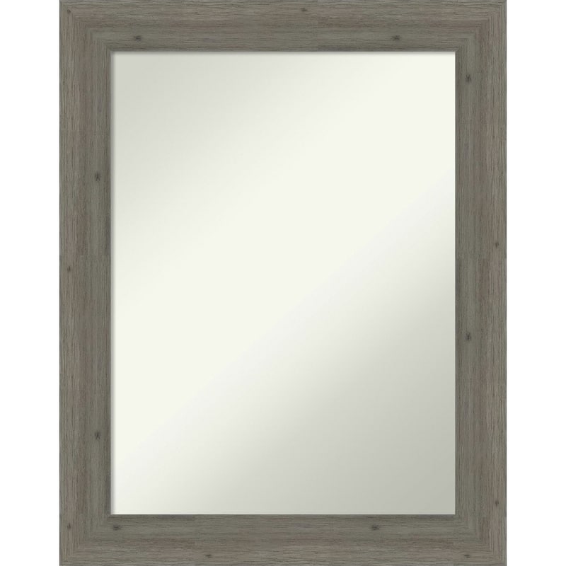 Non-Beveled Wood Bathroom Wall Mirror - Fencepost Grey Narrow Frame