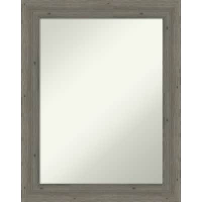 Non-Beveled Wood Bathroom Wall Mirror - Fencepost Grey Narrow Frame
