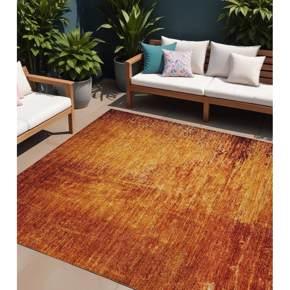 Almilo Artistic Abstract Weather Resistant Blended Style Outdoor Rug