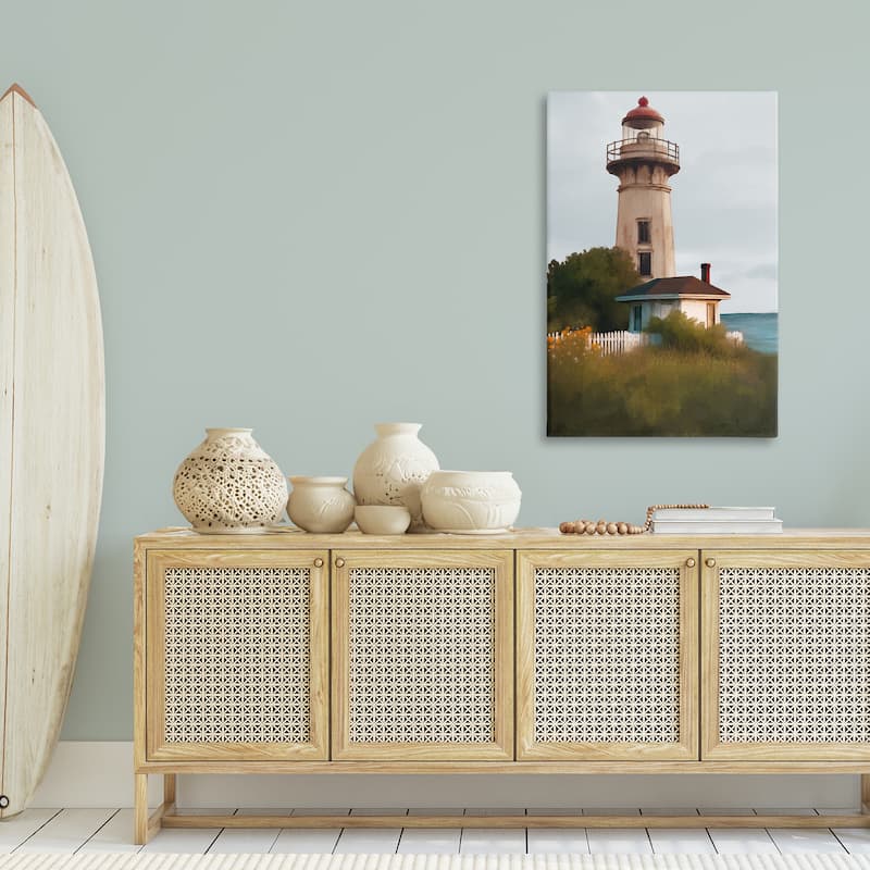 Stupell Scenic Summer Lighthouse View Canvas Wall Art Design By Elizabeth Medley