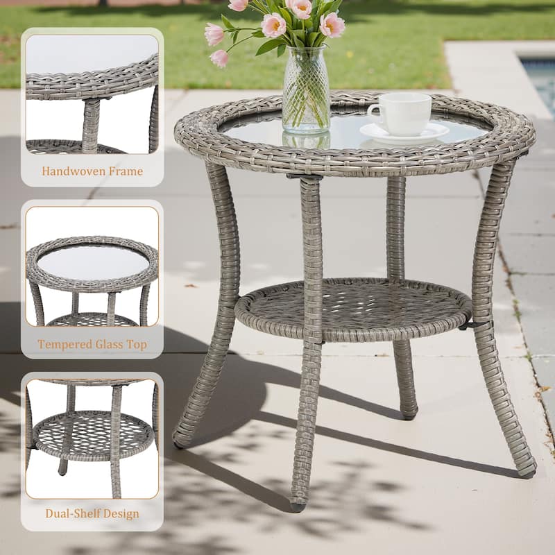 Pocassy Outdoor Patio Wicker Sofa Chair Furniture Set