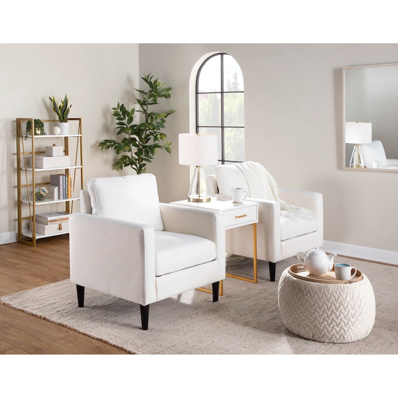 Carson Carrington Astrid Pouf with Natural Wood Tray Top