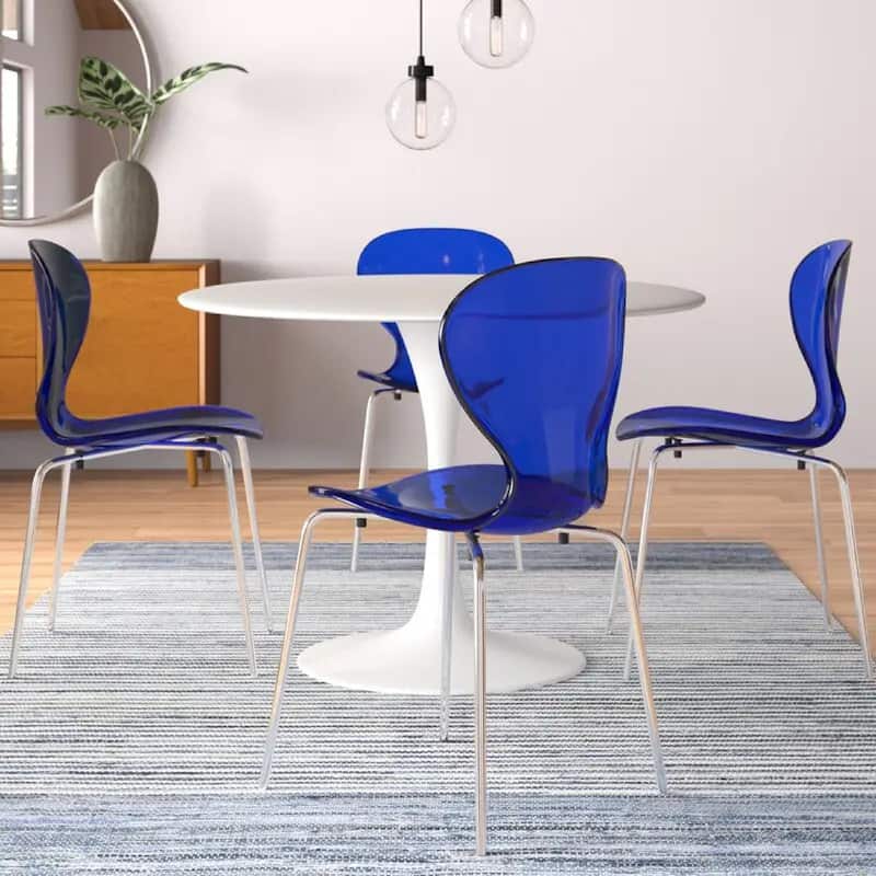 Oyster Modern Ergonomic Transparent Stackable Dining Side Chair with X Shaped Frame Rounded Seat Edge for Indoor Outdoor Use