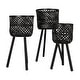 preview thumbnail 2 of 6, Woven Bamboo Floor Baskets with Wood Legs (Set of 3 Sizes)