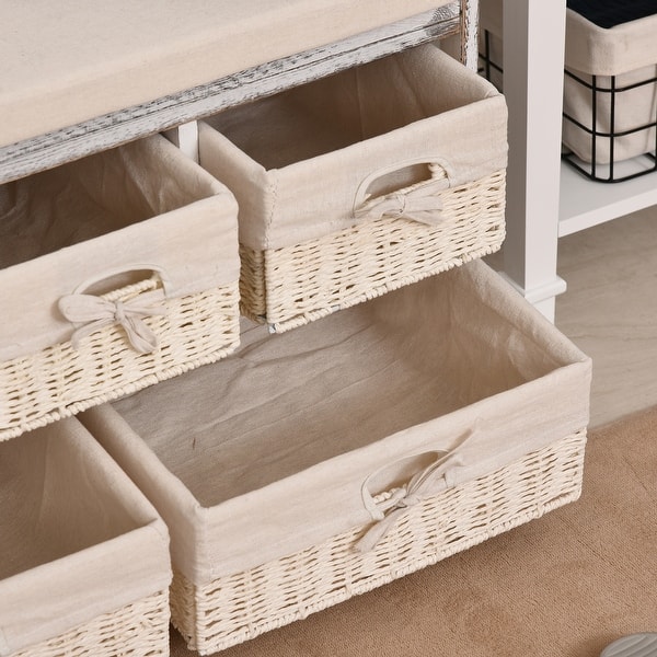 Shop Homcom Wood Shoe Storage Bench With Comfortable Sponge Linen Sitting Surface 5 Variously Sized Baskets Overstock 31628946,School Project Decorations