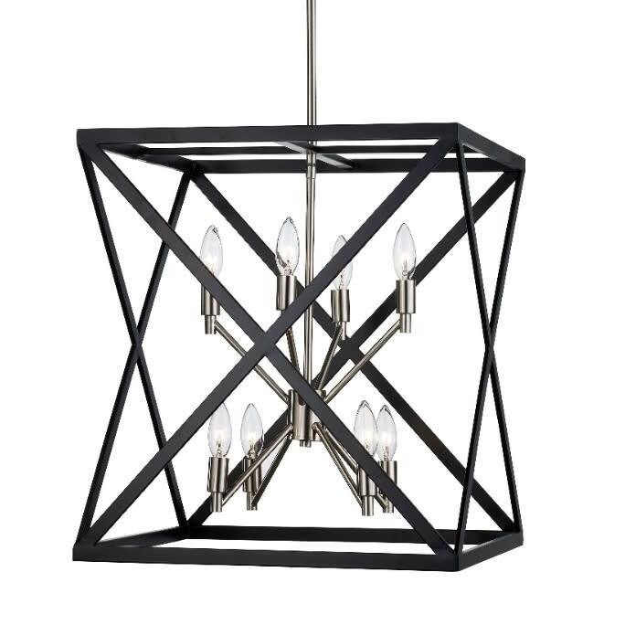 Trans Globe Lighting 71058 Ackerman 8 Light 20" Wide Cage Pendant - Black / Brushed Nickel