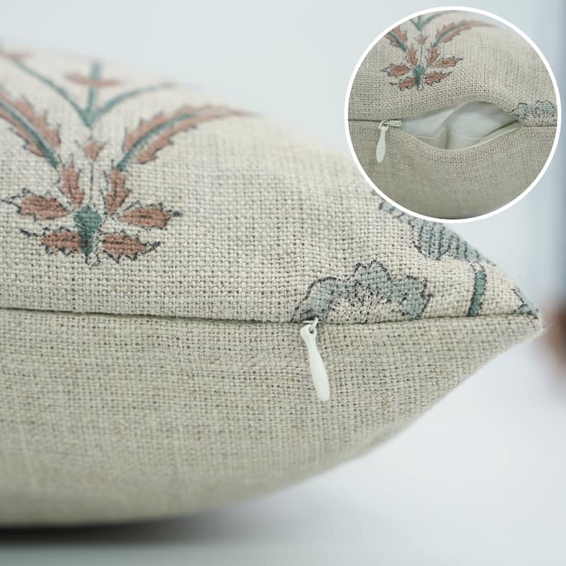 Fabdivine Thick Linen Block Print Pillow Cover Farmhouse Sofa, Amitabh