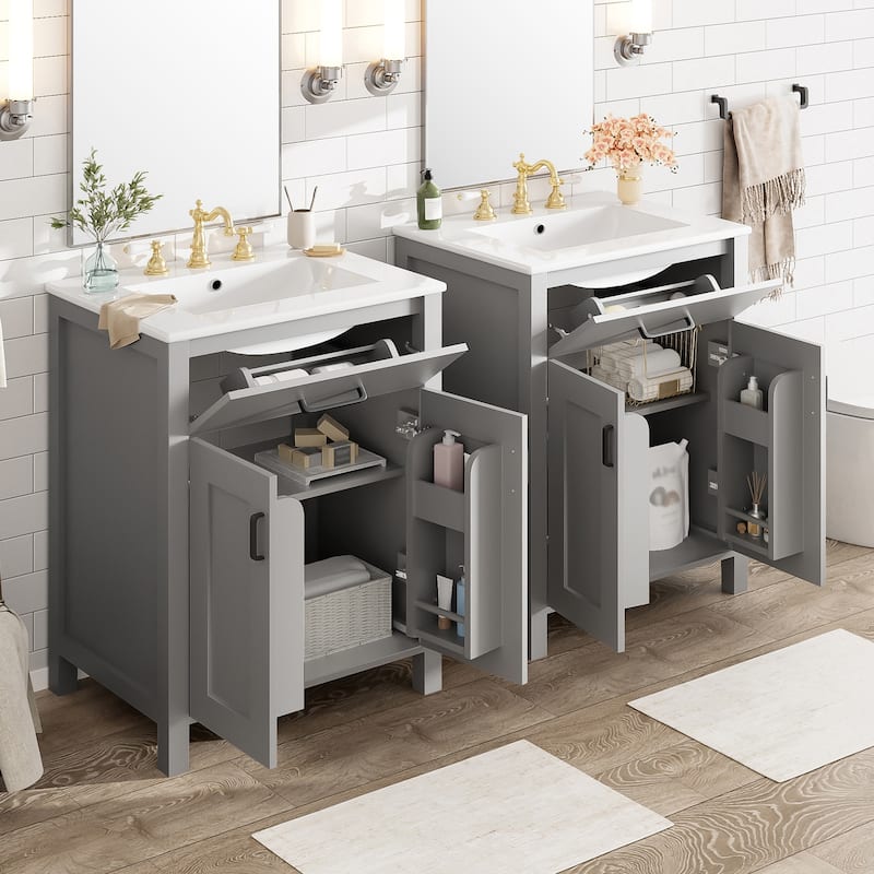 GDFStudio - Nova Wood & Ceramic Bathroom Vanity Cabinet with Single Sink