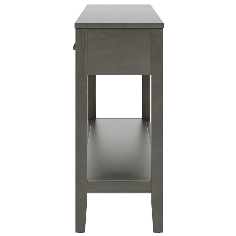 62.2'' Entryway Table, Minimalist Sofa Table with 3 Drawers, Painted Console Table with Bottom Shelf and Iron Handles