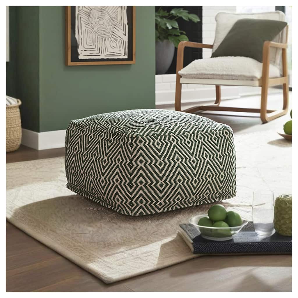 Signature Design by Ashley Abacy Green/Ivory Pouf