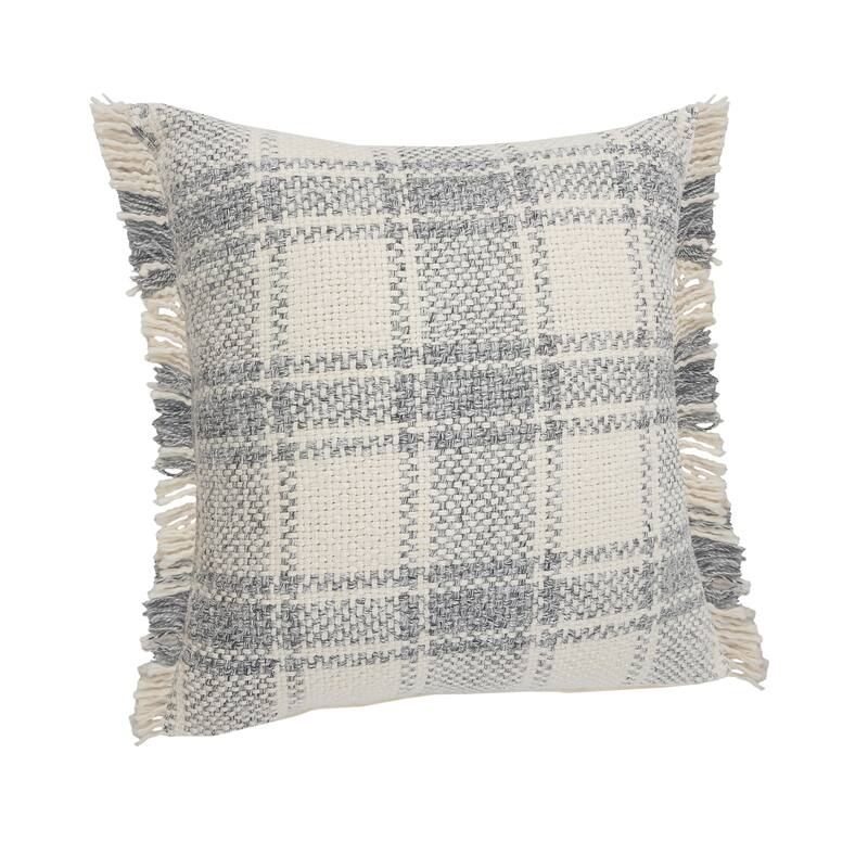 Sevita Charles Casual Plaid Cabin Throw Pillow with Fringe