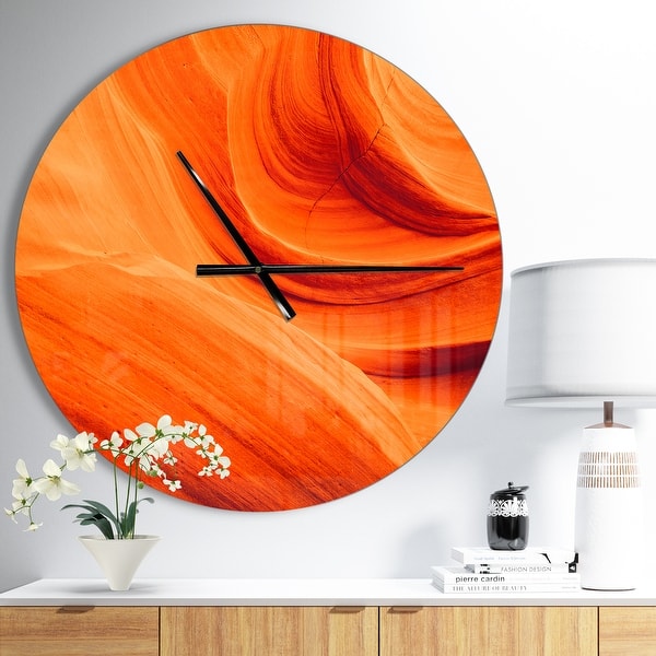 slide 2 of 9, Designart 'Orange Upper Antelope Canyon' Oversized Modern Wall CLock