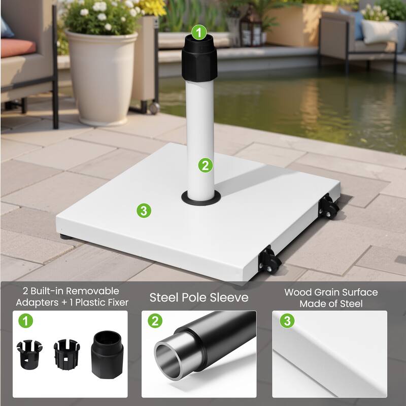 45LBS Outdoor Patio Square Concrete Market Umbrella Base Stand with Wheels