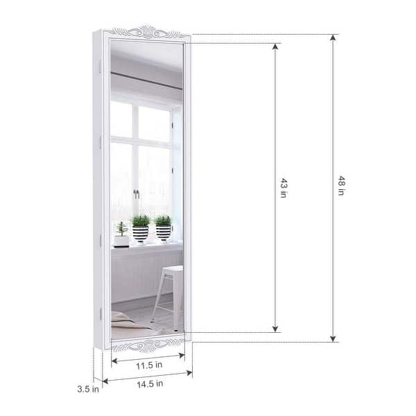 Shop Langria Wall Mounted Jewelry Cabinet Mirrored Organizer Armoire White Overstock 23602167
