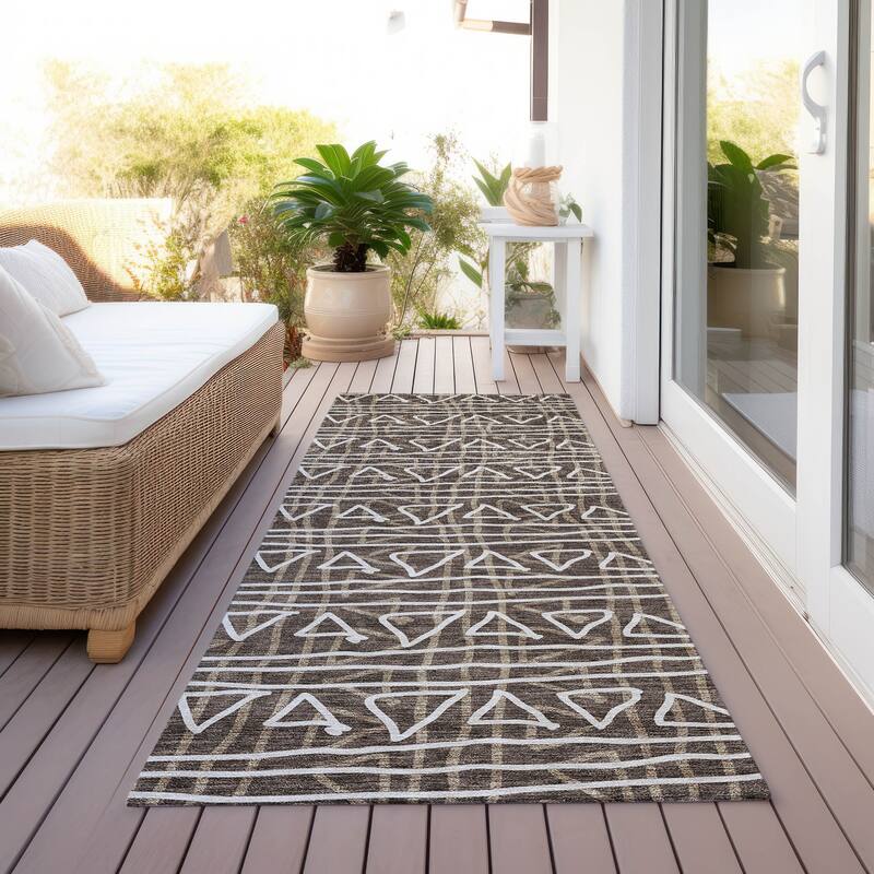 Machine Washable Indoor/ Outdoor Chantille Morrocan Boho Rug - Chocolate - 2'3" x 7'6"