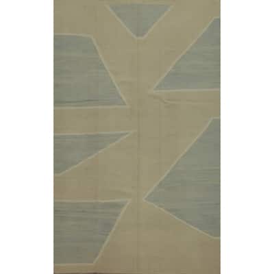 Hand Woven Southwestern Wool Beige Geometric Area Rug - 9' 1'' X 5' 10''