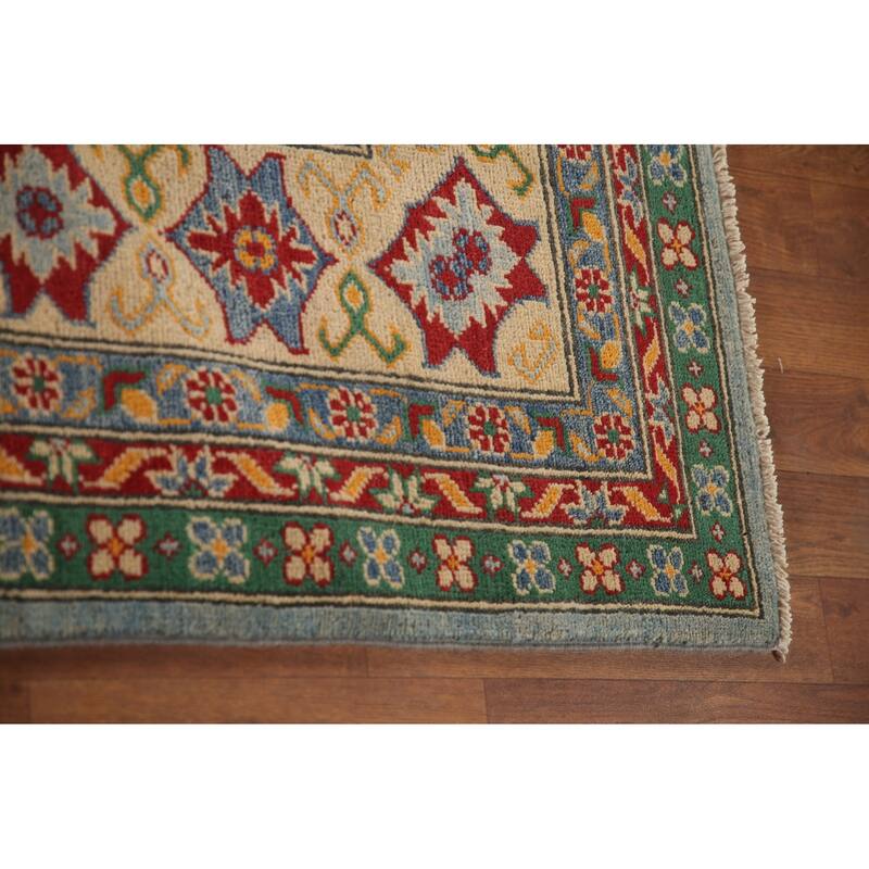 Geometric Blue Kazak Oriental Area Rug Handmade Wool Carpet - 9'11" x 12'8"